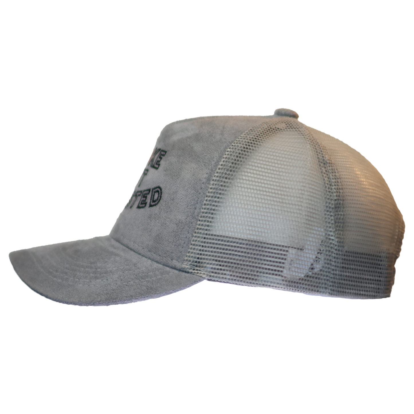 Grey (Suede) “broken heart” Design Curved Cap