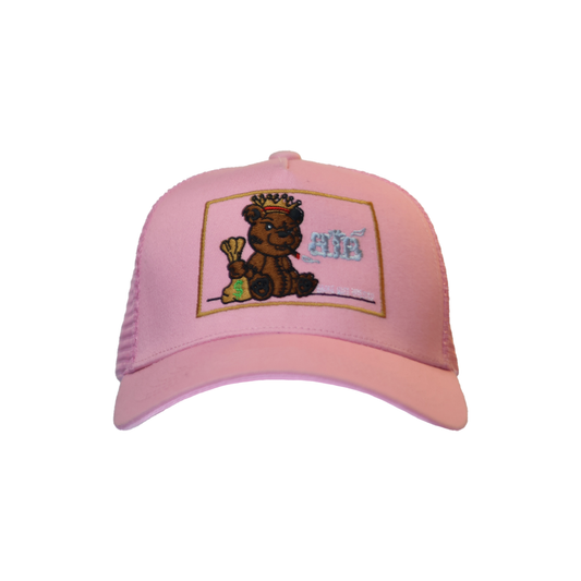 Pink Stunting Curved Teddy Design Cap